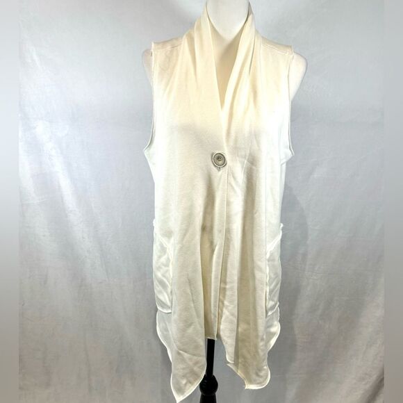 Cable & Gauge white fleece lined vest cardigan size XL - Picture 1 of 7